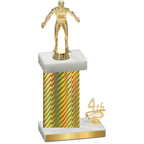 Accented Single Gold Carbon Fiber Fourth Place Wrestling Trophy