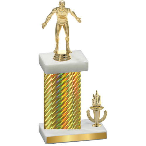 Accented Single Gold Carbon Fiber Victory Wrestling Trophy