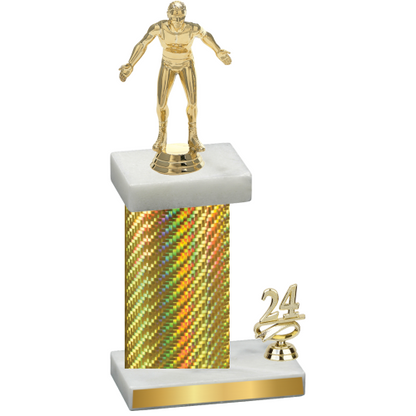 Accented Single Gold Carbon Fiber Year Wrestling Trophy