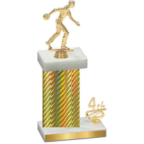Accented Single Gold Carbon Fiber Fourth Place Bowling Trophy