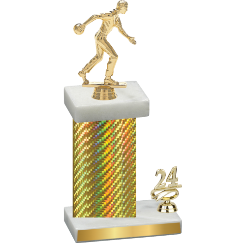 Accented Single Gold Carbon Fiber Year Bowling Trophy