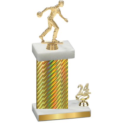 Accented Single Gold Carbon Fiber Year Bowling Trophy