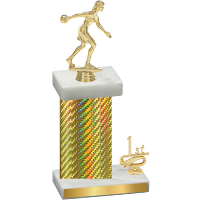 Accented Single Gold Carbon Fiber First Place Bowling Trophy