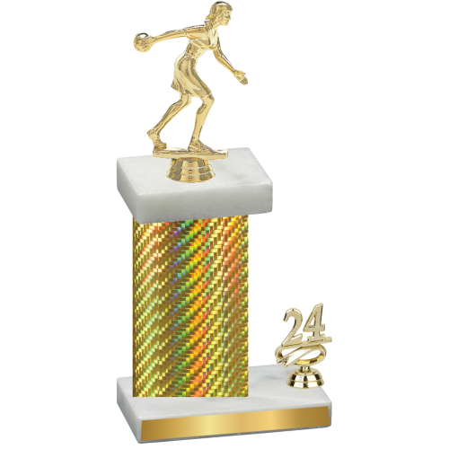 Accented Single Gold Carbon Fiber Year Bowling Trophy