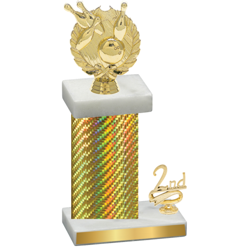 Accented Single Gold Carbon Fiber Second Place Bowling Trophy