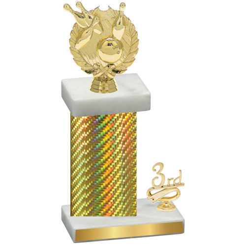 Accented Single Gold Carbon Fiber Third Place Bowling Trophy