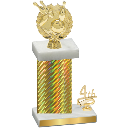 Accented Single Gold Carbon Fiber Fourth Place Bowling Trophy