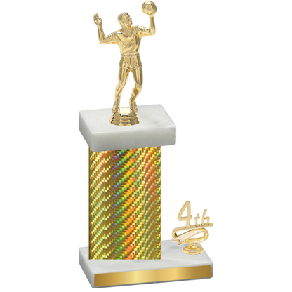 Accented Single Gold Carbon Fiber Fourth Place Volleyball Trophy