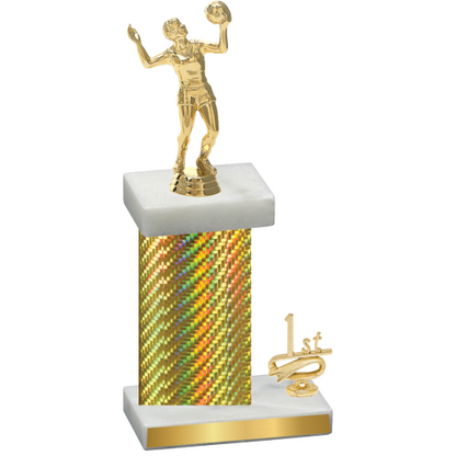 Accented Single Gold Carbon Fiber First Place Volleyball Trophy