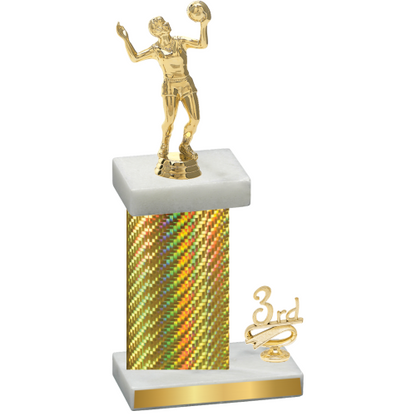 Accented Single Gold Carbon Fiber Third Place Volleyball Trophy