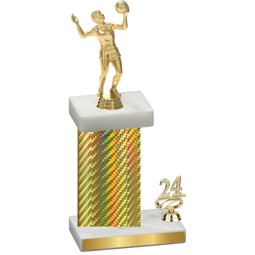 Accented Single Gold Carbon Fiber Year Volleyball Trophy