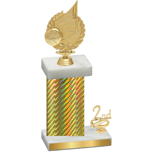 Accented Single Gold Carbon Fiber Second Place Volleyball Trophy