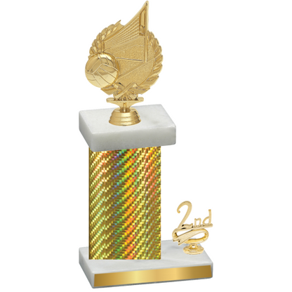 Accented Single Gold Carbon Fiber Second Place Volleyball Trophy