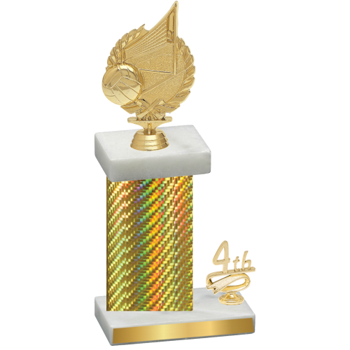 Accented Single Gold Carbon Fiber Fourth Place Volleyball Trophy