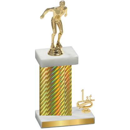 Accented Single Gold Carbon Fiber First Place Swimming Trophy