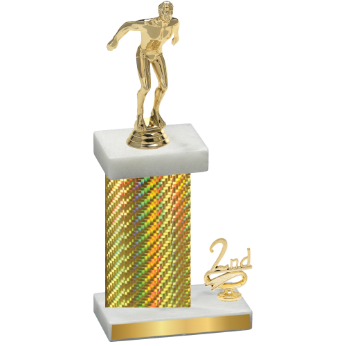 Accented Single Gold Carbon Fiber Second Place Swimming Trophy