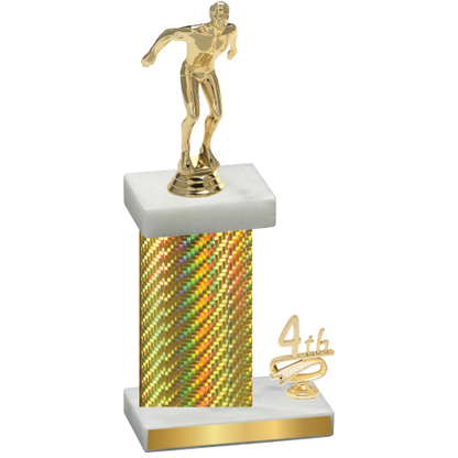 Accented Single Gold Carbon Fiber Fourth Place Swimming Trophy