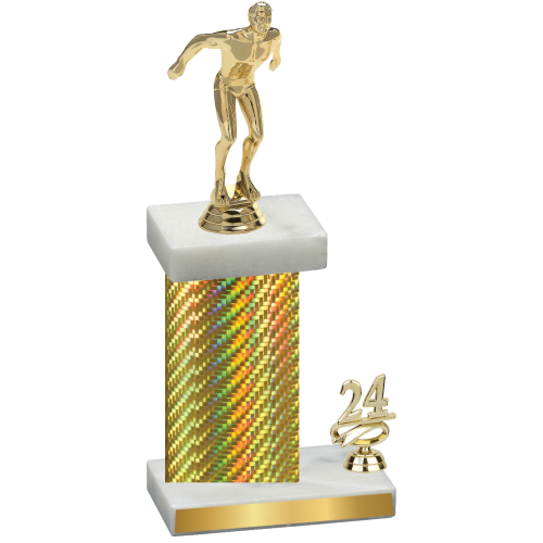 Accented Single Gold Carbon Fiber Year Swimming Trophy