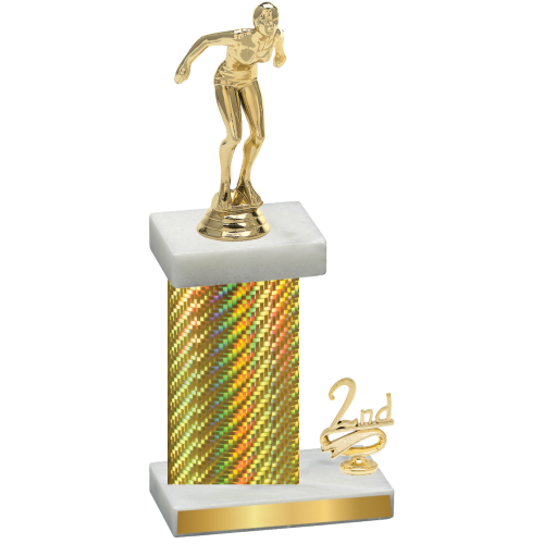 Accented Single Gold Carbon Fiber Second Place Tennis Trophy