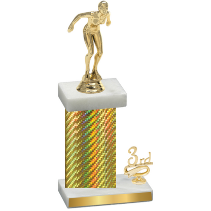 Accented Single Gold Carbon Fiber Third Place Tennis Trophy