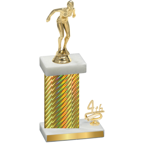 Accented Single Gold Carbon Fiber Fourth Place Tennis Trophy