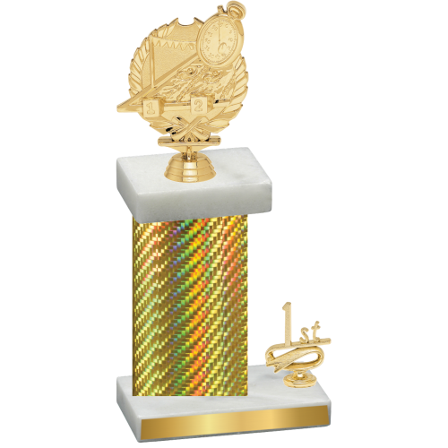 Accented Single Gold Carbon Fiber First Place Swimming Trophy