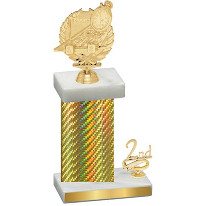 Accented Single Gold Carbon Fiber Second Place Swimming Trophy