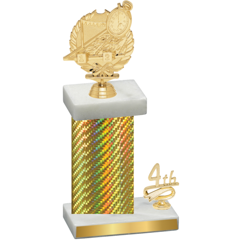 Accented Single Gold Carbon Fiber Fourth Place Swimming Trophy