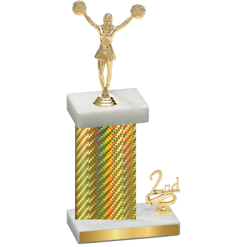 Accented Single Gold Carbon Fiber Second Place Cheerleading Trophy