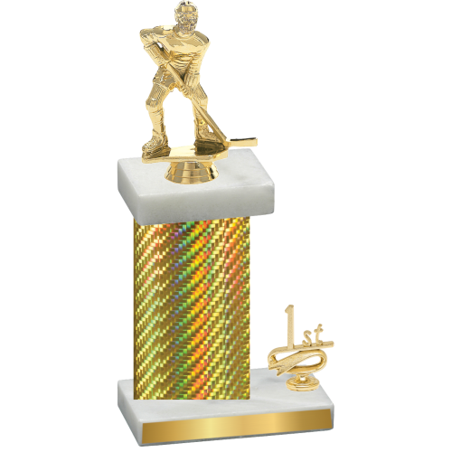 Accented Single Gold Carbon Fiber First Place Hockey Trophy