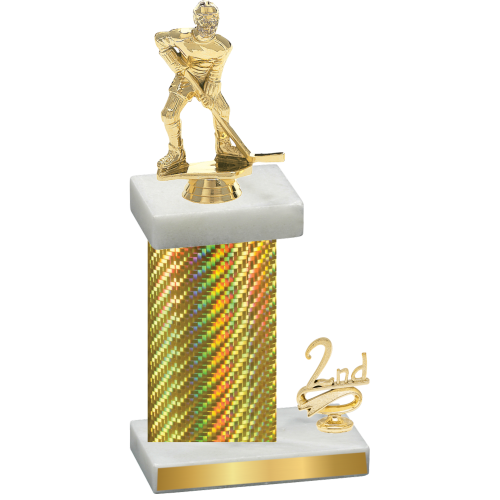 Accented Single Gold Carbon Fiber Second Place Hockey Trophy