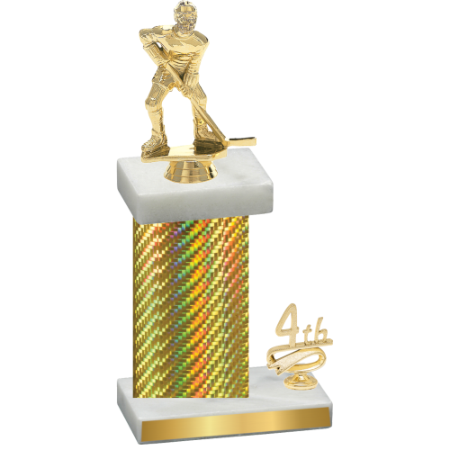 Accented Single Gold Carbon Fiber Fourth Place Hockey Trophy