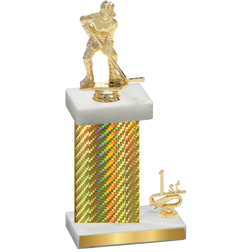 Accented Single Gold Carbon Fiber First Place Hockey Trophy