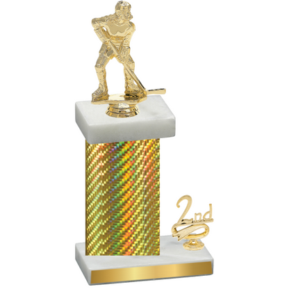 Accented Single Gold Carbon Fiber Second Place Hockey Trophy