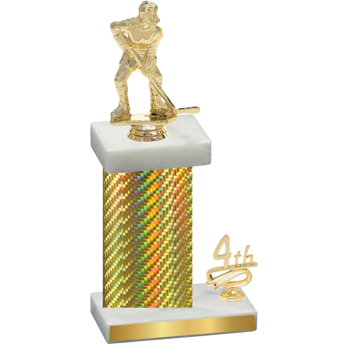 Accented Single Gold Carbon Fiber Fourth Place Hockey Trophy