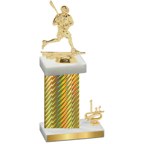 Accented Single Gold Carbon Fiber First Place Lacrosse Trophy