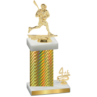 Accented Single Gold Carbon Fiber Fourth Place Lacrosse Trophy