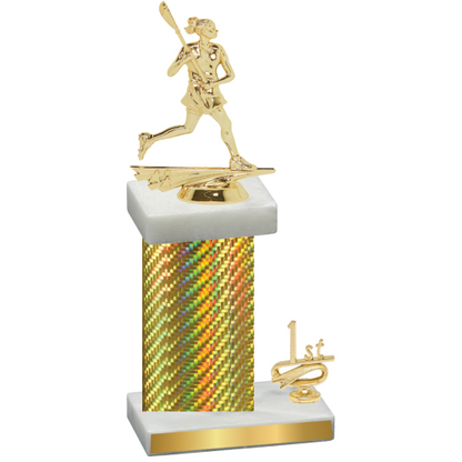 Accented Single Gold Carbon Fiber First Place Lacrosse Trophy