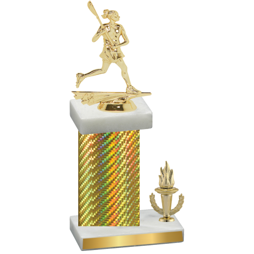 Accented Single Gold Carbon Fiber Victory Lacrosse Trophy