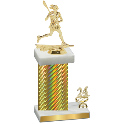 Accented Single Gold Carbon Fiber Year Lacrosse Trophy