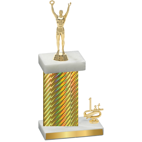 Accented Single Gold Carbon Fiber First Place Victory Trophy