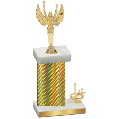 Accented Single Gold Carbon Fiber First Place Victory Trophy