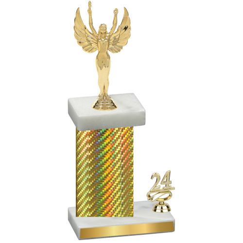 Accented Single Gold Carbon Fiber Year Victory Trophy