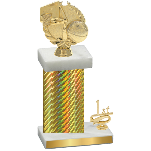 Accented Single Gold Carbon Fiber First Place Basketball Trophy