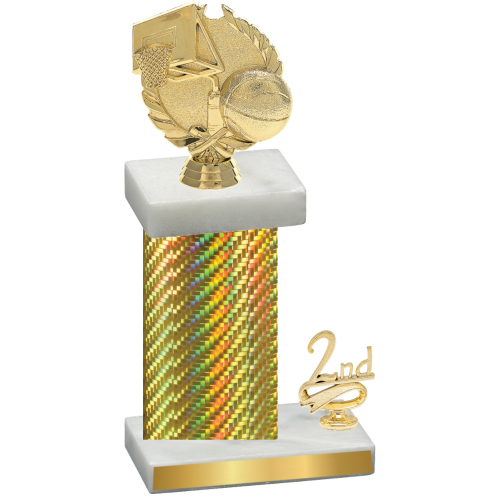 Accented Single Gold Carbon Fiber Second Place Basketball Trophy