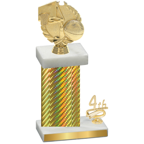 Accented Single Gold Carbon Fiber Fourth Place Basketball Trophy