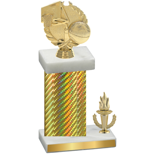 Accented Single Gold Carbon Fiber Victory Basketball Trophy