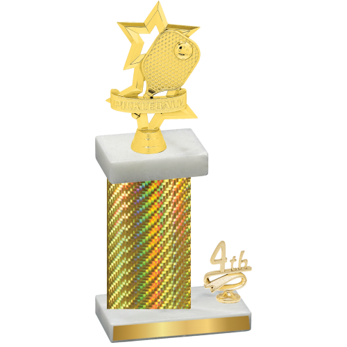 Accented Single Gold Carbon Fiber Fourth Place Pickleball Trophy