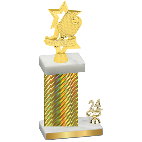 Accented Single Gold Carbon Fiber Year Pickleball Trophy