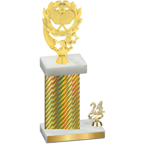 Accented Single Gold Carbon Fiber Year Pickleball Trophy